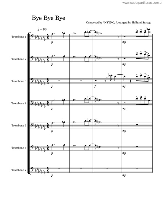 Partitura da música Bye Bye Bye – Trombone Ensemble [Unfinished]